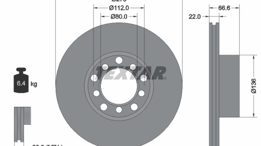 Disc frana punte fata (92009800 TEXTAR) MERCEDES-BENZ