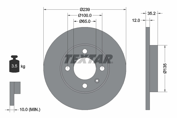 Disc frana punte fata (92010603 TEXTAR) AUDI,SEAT,VW,VW (FAW),VW (SVW)