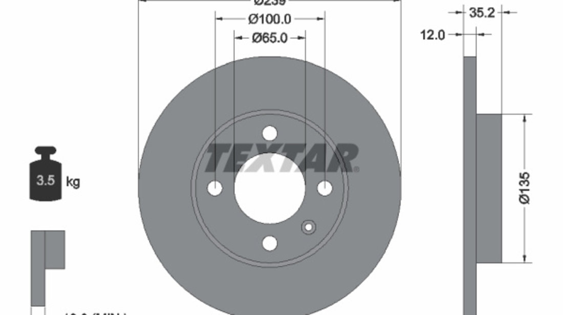 Disc frana punte fata (92010603 TEXTAR) AUDI,SEAT,VW,VW (FAW),VW (SVW)