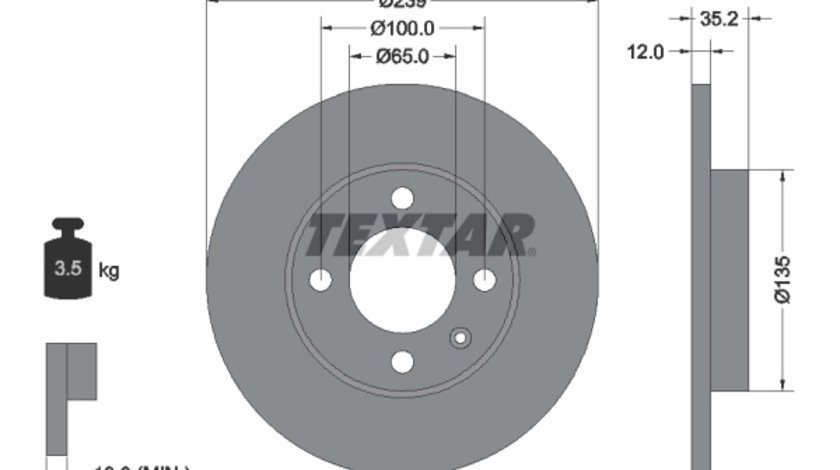 Disc frana punte fata (92010603 TEXTAR) AUDI,SEAT,VW,VW (FAW),VW (SVW)