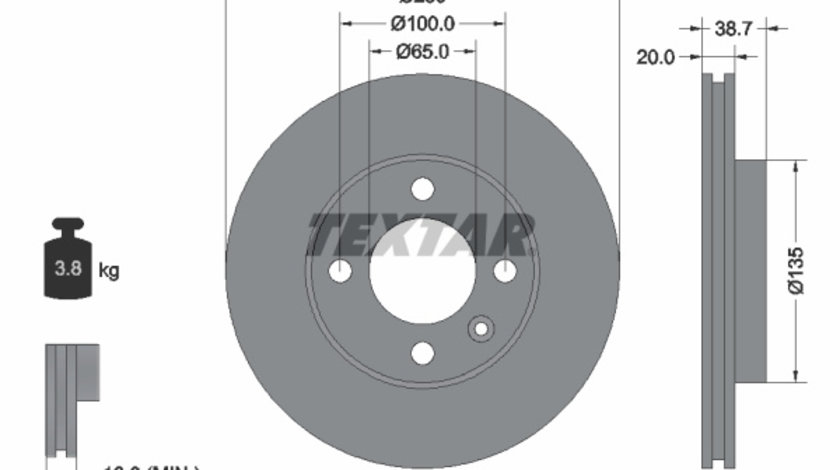 Disc frana punte fata (92012103 TEXTAR) AUDI,SEAT,VW,VW (SVW)