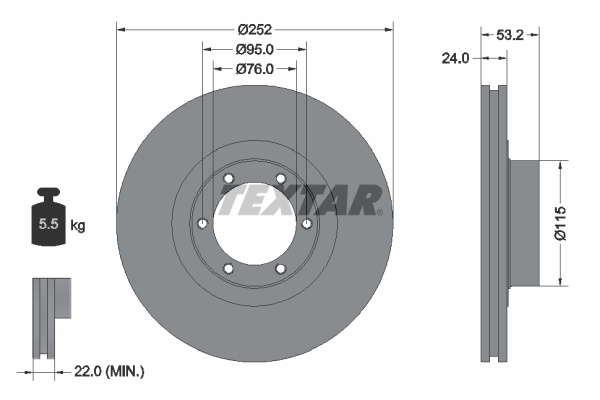 Disc frana punte fata (92017203 TEXTAR) INOKOM,OPEL,RENAULT,VAUXHALL