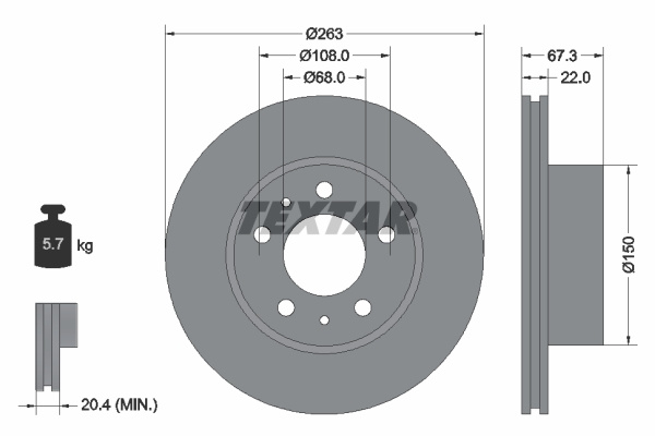 Disc frana punte fata (92018600 TEXTAR) VOLVO