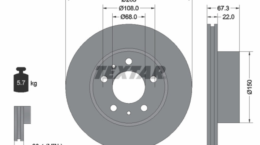 Disc frana punte fata (92018600 TEXTAR) VOLVO