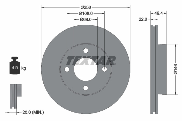 Disc frana punte fata (92026000 TEXTAR) AUDI