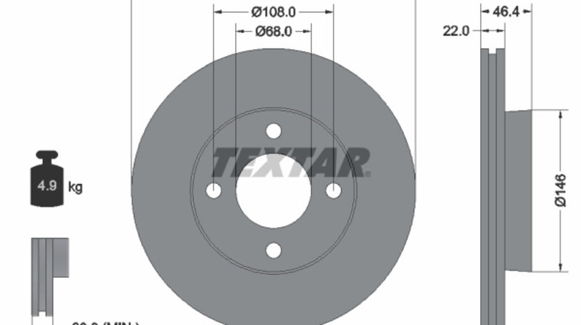 Disc frana punte fata (92026000 TEXTAR) AUDI