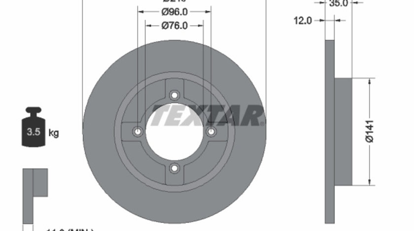 Disc frana punte fata (92029300 TEXTAR) HOLDEN,NISSAN