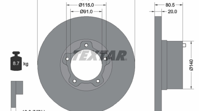 Disc frana punte fata (92031500 TEXTAR) VW