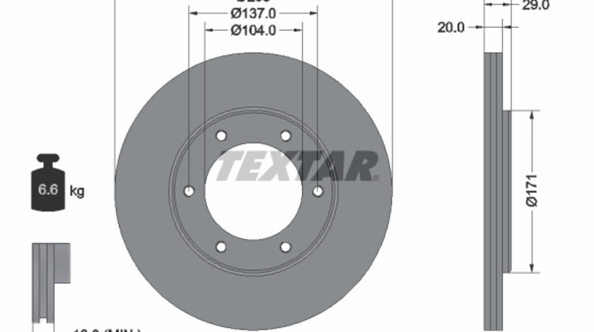 Disc frana punte fata (92035600 TEXTAR) FORD AUSTRALIA,NISSAN