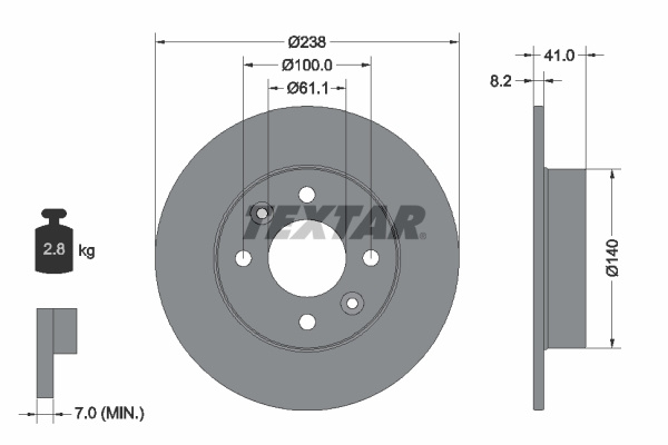 Disc frana punte fata (92036003 TEXTAR) RENAULT