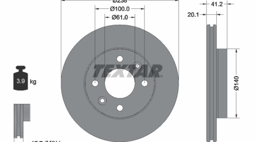 Disc frana punte fata (92036203 TEXTAR) NISSAN,RENAULT