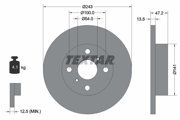 Disc frana punte fata (92036700 TEXTAR) HOLDEN,TOYOTA
