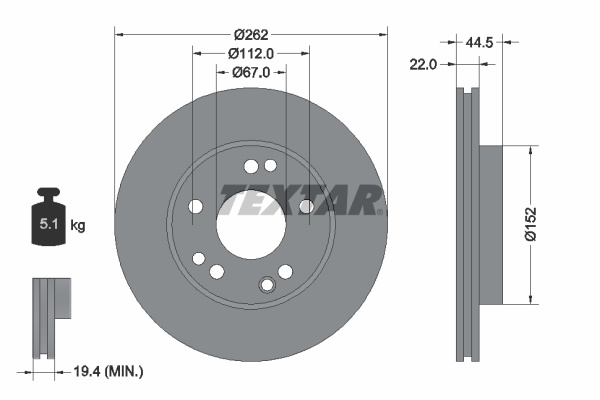 Disc frana punte fata (92038600 TEXTAR) MERCEDES-BENZ