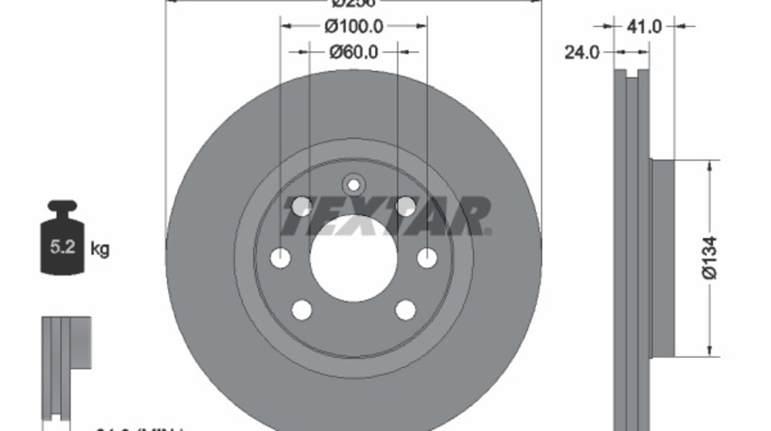 Disc frana punte fata (92039203 TEXTAR) CHEVROLET,DAEWOO,FSO,HOLDEN,LOTUS,OPEL,VAUXHALL,ZAZ