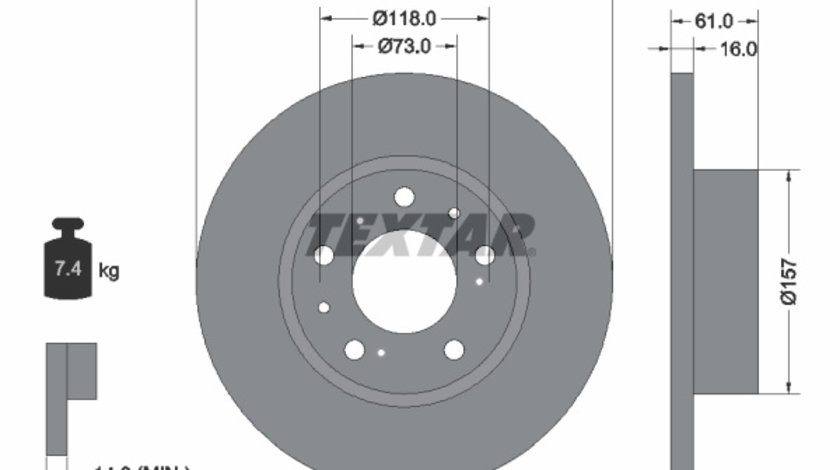 Disc frana punte fata (92042900 TEXTAR) AUVERLAND,Citroen,FIAT,PEUGEOT,TALBOT