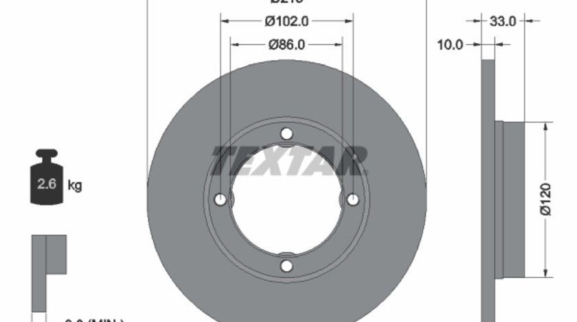 Disc frana punte fata (92043800 TEXTAR) BEDFORD,BYD,DAEWOO,GME,HOLDEN,MARUTI,SUZUKI,SUZUKI (CHANGAN),VAUXHALL