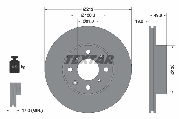 Disc frana punte fata (92046200 TEXTAR) HONDA