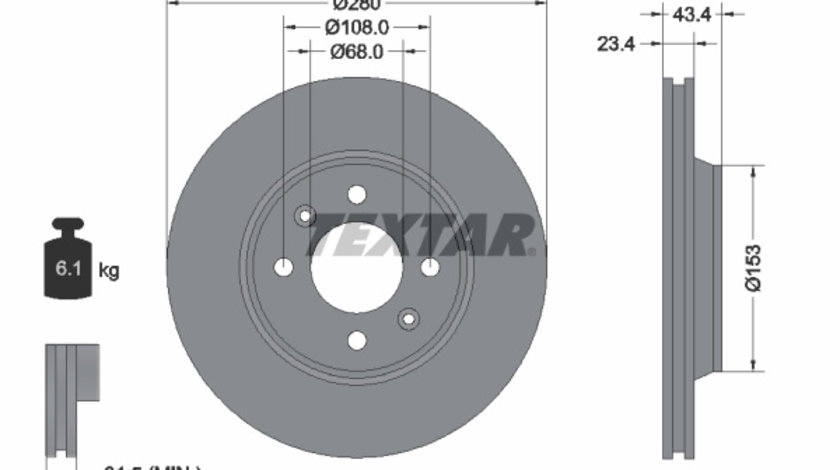 Disc frana punte fata (92048400 TEXTAR) SAAB