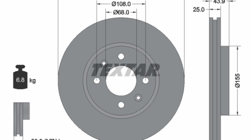 Disc frana punte fata (92053800 TEXTAR) SAAB