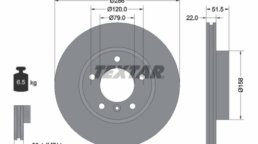 Disc frana punte fata (92055605 TEXTAR) BMW,BMW (BRILLIANCE),De La Chapelle