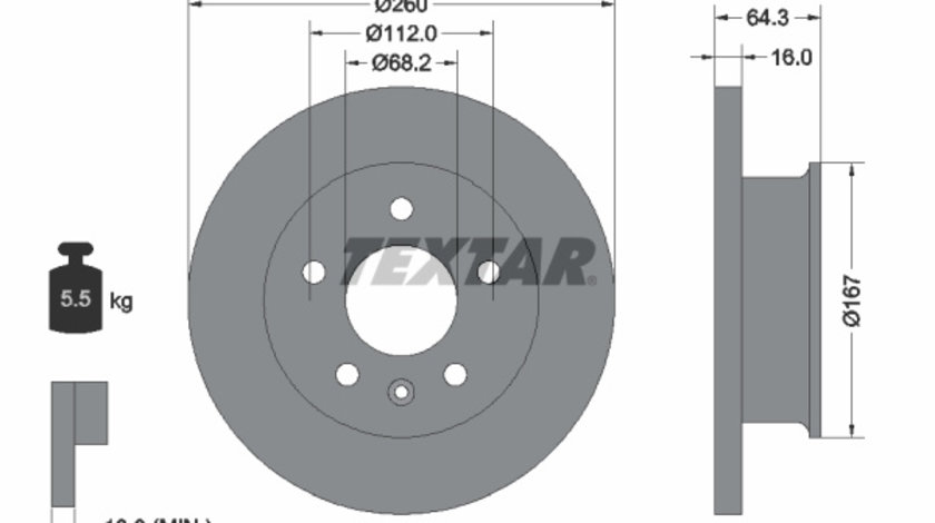 Disc frana punte fata (92055900 TEXTAR) VW