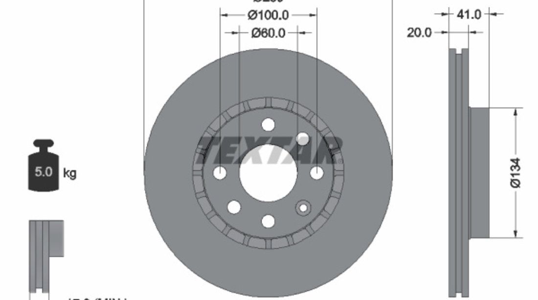 Disc frana punte fata (92056503 TEXTAR) CHEVROLET,HOLDEN,OPEL,VAUXHALL