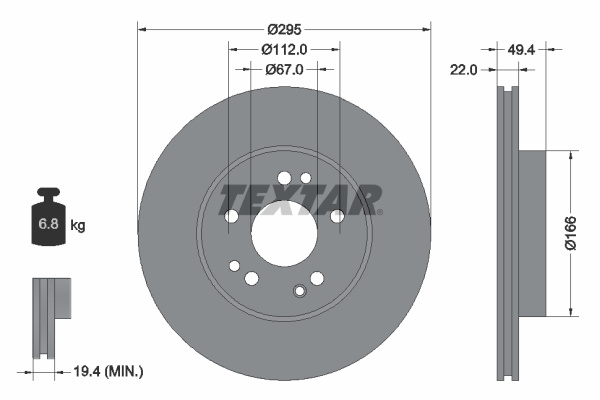 Disc frana punte fata (92057300 TEXTAR) MERCEDES-BENZ