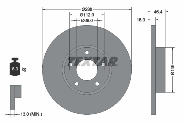 Disc frana punte fata (92057405 TEXTAR) AUDI