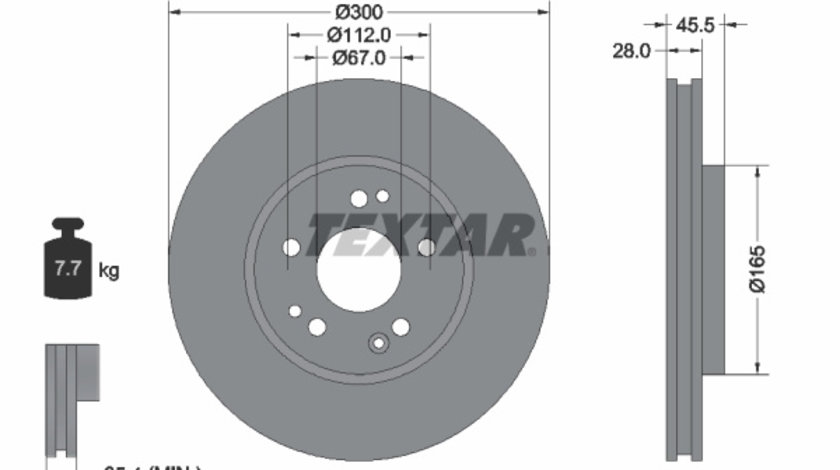 Disc frana punte fata (92057900 TEXTAR) MERCEDES-BENZ