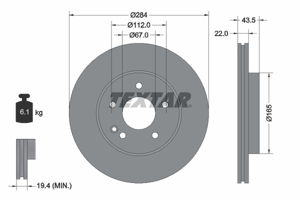 Disc frana punte fata (92059403 TEXTAR) MERCEDES-BENZ