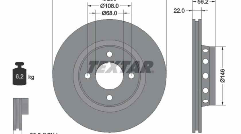 Disc frana punte fata (92060600 TEXTAR) AUDI