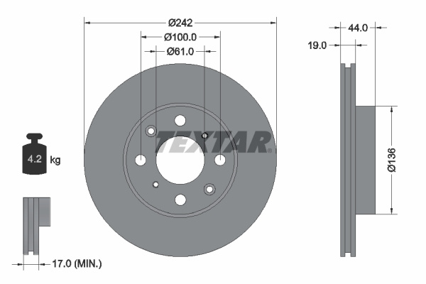 Disc frana punte fata (92060700 TEXTAR) ACURA,HONDA