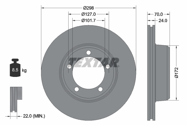 Disc frana punte fata (92061300 TEXTAR) LAND ROVER