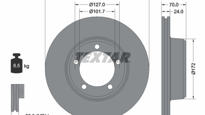 Disc frana punte fata (92061300 TEXTAR) LAND ROVER