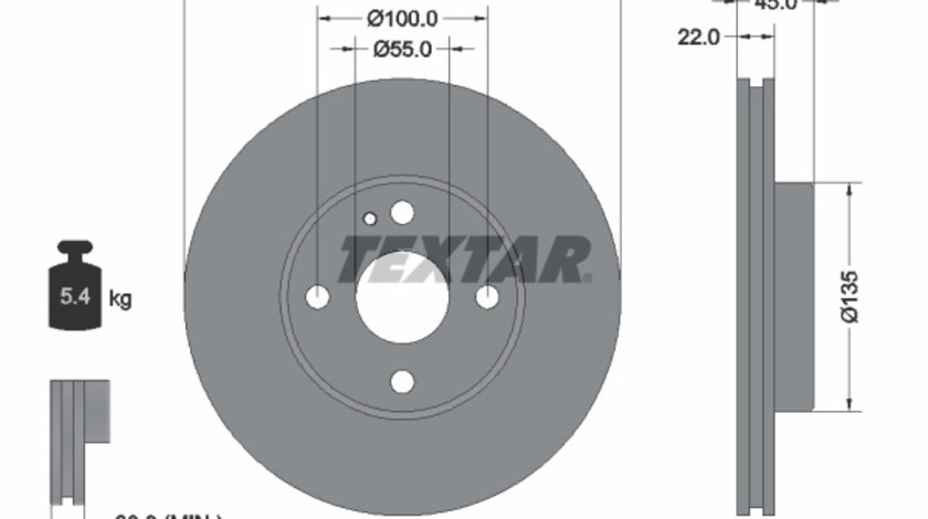 Disc frana punte fata (92061600 TEXTAR) EUNOS,FORD ASIA / OCEANIA,FORD AUSTRALIA,FORD USA,MAZDA