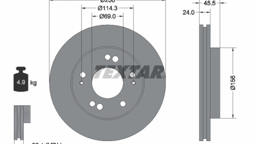 Disc frana punte fata (92063000 TEXTAR) CHRYSLER,DODGE,MITSUBISHI