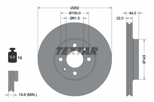 Disc frana punte fata (92064803 TEXTAR) RENAULT