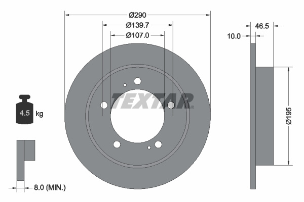 Disc frana punte fata (92066003 TEXTAR) CHEVROLET,SUZUKI