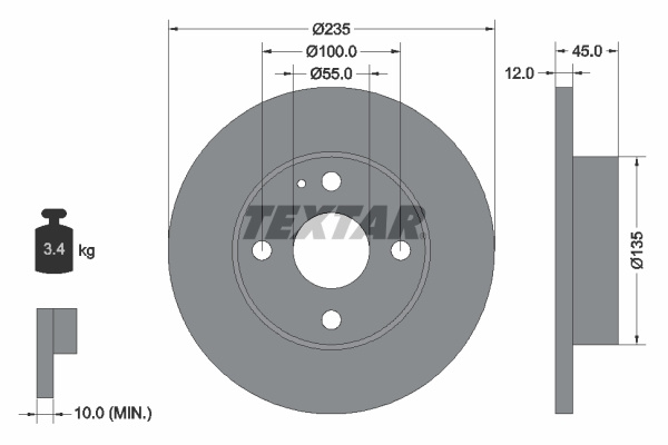 Disc frana punte fata (92066600 TEXTAR) MAZDA