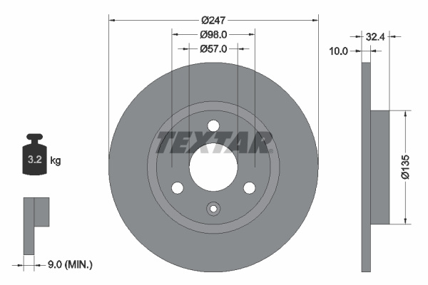Disc frana punte fata (92067300 TEXTAR) Citroen,MEGA
