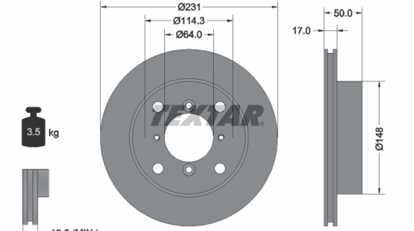 Disc frana punte fata (92069000 TEXTAR) CHEVROLET,GEO,SUBARU,SUZUKI,SUZUKI (CHANGAN)