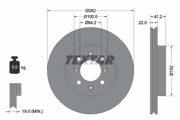 Disc frana punte fata (92070600 TEXTAR) HONDA,ROVER