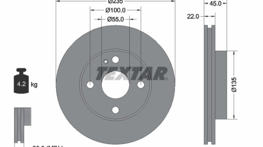 Disc frana punte fata (92071500 TEXTAR) FORD ASIA / OCEANIA,FORD AUSTRALIA,MAZDA