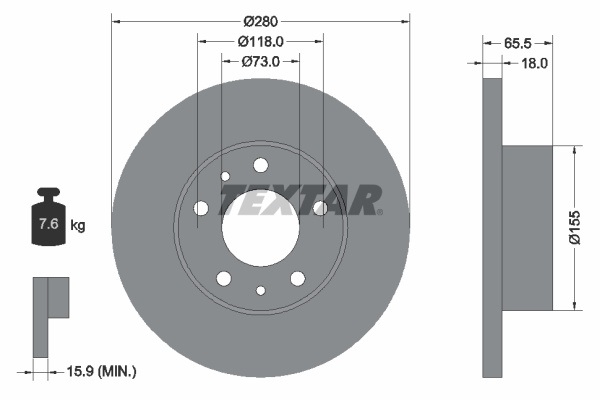 Disc frana punte fata (92073703 TEXTAR) Citroen,FIAT,PEUGEOT