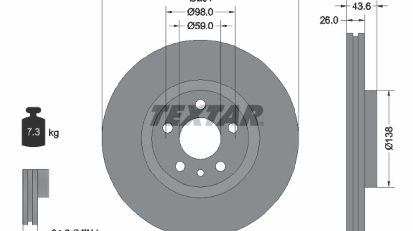 Disc frana punte fata (92074003 TEXTAR) Citroen,FIAT,LANCIA,PEUGEOT