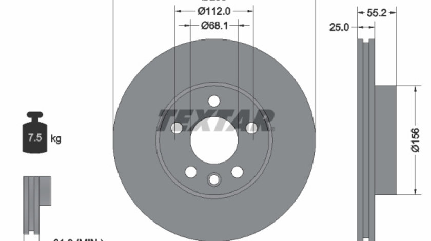 Disc frana punte fata (92074203 TEXTAR) FORD,SEAT,VW