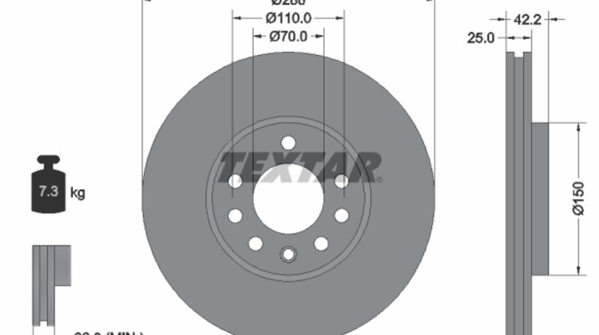 Disc frana punte fata (92075603 TEXTAR) BAIC,CHEVROLET,HOLDEN,LOTUS,OPEL,SAAB,VAUXHALL