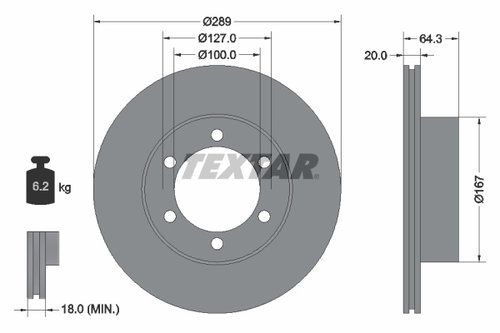 Disc frana punte fata (92076300 TEXTAR) GREAT WALL,TOYOTA,VW