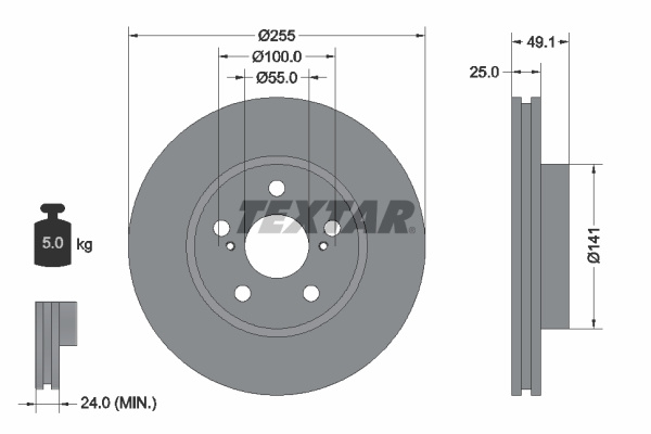 Disc frana punte fata (92077400 TEXTAR) TOYOTA