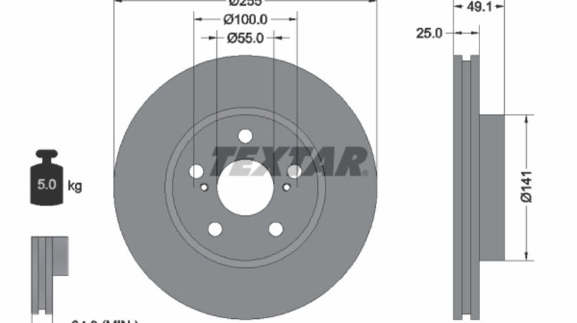 Disc frana punte fata (92077400 TEXTAR) TOYOTA